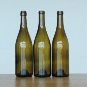 Round Red Burgundy Wine Glass Bottles Anti Green Clear 750ml With Cork